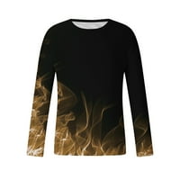 Muške modne majice Veliki i visoki rukav 3D plamen grafički grafički okrugli vrat pulover na vrhu casual