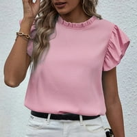 T majice za žene Trendi grafički okrugli vrat rezervoar za obrezivanje Čvrsta boja prsluk u obliku žetve