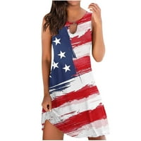 XYSAQA ženska haljina bez rukava bez rukava bez rukava, američka zastava labava haljina majica Flowy