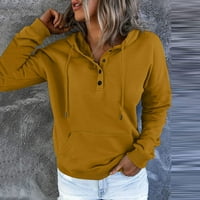 Kayannuo ženski vrhovi dukseri dugih rukava s dugim rukavima s prednjim korektnim košuljem za žene ženske kapuljače u boji dugih rukava povremena pulover bluza