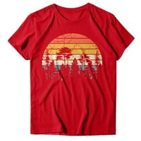 Beppter vrhovi za žene Žene Ležerne prilike Vintage Sun Print Majica za kampiranje Ispis Solid Boja