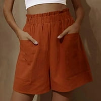 Ljetne kratke hlače za žene posteljine pamučne labave šetne kratke hlače Elastične kratke hlače sa džepovima