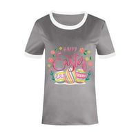 ZODGGGU Uskršne grafičke majice za žene Flash Odabir kratkih rukava na vrhu Uskrsta jaja bluza Summer