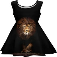 Lion ženska ljuljačka haljina okrugla vrat zasebne haljine haljine majice kratke ležerne haljine