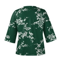Košulje za žene trendovske rukave s labavim ležernim cvjetnim print V izrez Torbe Torbe Dressy Bluzes Army Green M