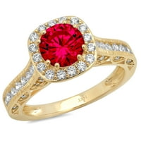 2.7ct okrugli rez ružičasti simulirani turmalin 14k žuto zlato ugraviranje izjava svadbeni godišnjica Angažman vjenčanje halo prstena veličine 9,75