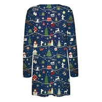 Modni ženski božićni print labav dugi rukav kardigan jesenski kaput bluza hot6sl4492228