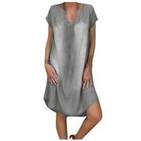 Maxi haljine za žene kratki rukav v traper jean dužine koljena traper kratka boho haljina za žene
