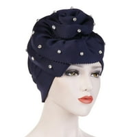 Farfi Fashion Women Solid Boja Cvjetni šešir Rhinestone Chemo Cap Bandana Headwrap
