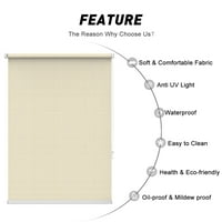 Keego Nema bušenja valjka za bušenje za home Window Rollys Light Filtriranje privatnosti Prilagodljivi boju i veličine Bež 16 W 52 H
