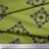 Soimoi Green Pamuk poplin tkanina i cvjetni blok Ispis tkanina od dvorišta široko