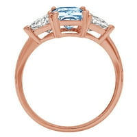 2.82ct smaragdni rez plavi simulirani dijamant 14k ružičasti ružičasti zlato graviranje izjava godišnjica