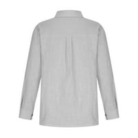 Košulje s dugim rukavima za žene plus veličine Ležerne prilike pune boje pamučna posteljina rever gumb dolje dame Dressy bluze na klirensu