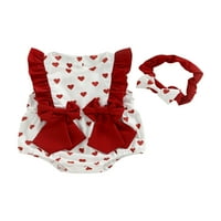 Calsunbaby Toddler Baby Girls Walentinovo odijelo bez rukava na rukavu prednji otisak za srce s trakom