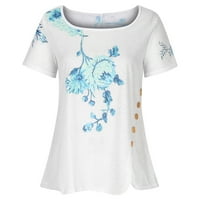 Aurouralne žene vrhovi ljetna modna žena kauzalna bluza za ispis kratkih rukava majica ljetni gumb