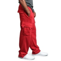 Muške hlače opuštene džepne pantalone za crtanje cigareta labavi potez t čvrste boje elastične strugove