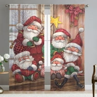 Božićne zavjese Tjetljivanje Čisti Voile Početna Dekor Luksuzni prozorski šipki za zavjese Pocket paneli Santa Claus Style-B W: H: 98