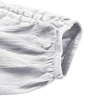 Modne žene čvrste dugmad pamučne i posteljine Ležerne prilike hlače sa širokim nogama