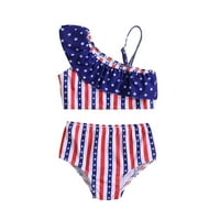 Trendi kupaćih kostima za djevojčice na plaži za odmor kupalište dječje djevojke Dan neovisnosti slatki početak bow bikini plave 4- godine