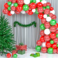 Crveni i zeleni božićni ukrasi sa crvenim zelenim bijelim kasnim balonima za božićni balon Garland Arch Party Zatvoreni kućni dekor