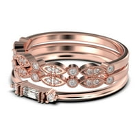 Dainty Minimalist 1. Carat baguette CUT Diamond Moissite Angažman prsten, antikni vjenčani prsten u 10K čvrstih ruža zlata, Trio set, podudaranje, osnivački prsten, obdarni prsten