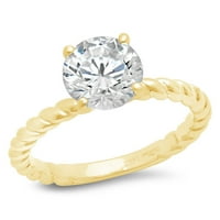 2. CT sjajan okrugli rez CLEAR simulirani dijamant 18k žuti zlatni pasijans prsten sz 7.75