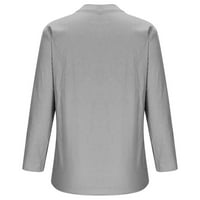Žene vrhovi čišćenje Ženska ljetna casual bluza s dugim rukavima V izrez čvrste vrhove majica Grey XL