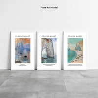 3-komadni vintage Claude Monet - Retro impresionizam Ispis - Unfrand Wall Art - Poklon za umjetnika, prijatelju - izlazak sunca, brod, etretat, plaža, estetski - zidni dekor za dom