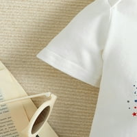 Qinghua 4. jula novorođenčad novorođenčad dječaci ljetna odjeća Pismo Ispis Romper sa zvijezdama prugastim ukupnim kratkim hlačama bijela 18-mjeseci