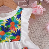 Tosmy Toddler Djevojke Odjeća za let let cvjetni ulje Slikanje Print Ruffles Princess haljina Plesne zabavne haljine Odjeća za odjeću