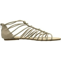 Brend Womens Beige Comfort Strappy Casmett okrugli prsti sa zip-up kožne gladijatorske sandale cipele 7. m