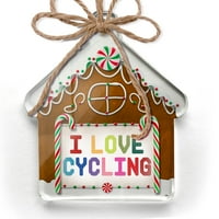 Ornament tiskan jednostrano volim biciklizam, šareni božićni neonblond