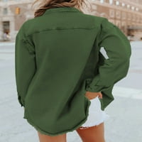 Ženska prevelika jakna traper casual dugačka jean jakna za jesen proljeće zelena xl ženska