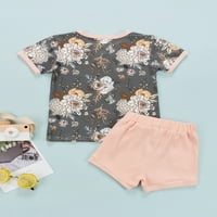 Bagilaanoe Toddler Baby Girl Devojka Postavite cvjetne tiskene majice kratkih rukava + kratke hlače