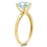 1.5ct okrugli rez plavi simulirani dijamant 14k žuto zlato graviranje izjava godišnjica angažmana vjenčanja pasijans veličine 7,5