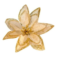 Božić sjajnettia, umjetna cvijeća Xmas Tree za božićne ukrase zlato Poinsettia božićni ukrasi za novogodise