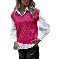 Džemper za žene modni print labav crewneck dugi rukav pulover jesen zimski elegantan vafli pletenje Jumper Top