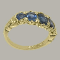 Britanci napravio je 10k žuto zlato prirodno safir ženski prsten - veličine opcije - veličine 6