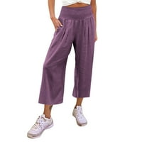 Ženske hlače Ležerne prilike Žene High Squitoni džepovi Elastični struk Puno labave hlače Ležerne prilike