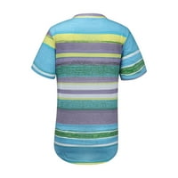 Ljetni vrhovi za žene Žene V-izrez Rainbow Gradijent Stripe Tiskanje kratkih rukava Majica Bluza