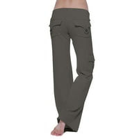 Teretne pantalone za ženske ležerne dukseve Stretch visokog struka širokog nogu za žene za žene opuštene fit teretne pantalone plus veličina joga hlača sa džepovima