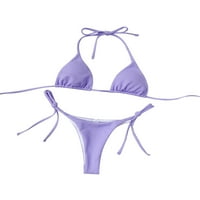 Ženski seksi duboki V izrez Poizičan trokut brazilski Thong bikini set Bakim kostim kupaćim kostim