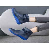 Zodanni Ženske čizme klizne na gležnjače ležerne kožne čizme ured za šetnju vintage ravna plava 7.5