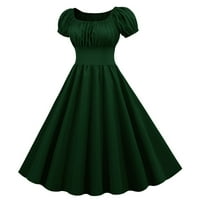 Žene Ljeto Square Scrat kratki rukav Retro 50s 60s Vintage Party Swing haljina, zelena, m, ženska haljina