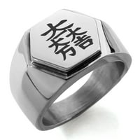Nehrđajući čelik Ishida samurai Crest ugravirani šesterokutni Crest Flat Top Biker stil polirani prsten