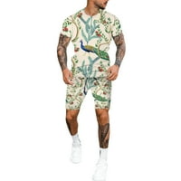 Muška havajska košulja i kratke hlače Cvijet drveta i ptica Ispis kratkih rukava tropski sportovi
