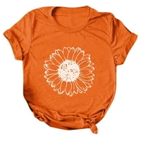 Yubnlvae majice za žene bluze rukavi ispis na vrhu Ležerne majice Žene O-izrez Labavi kratki ženska bluza Žene košulje naranče