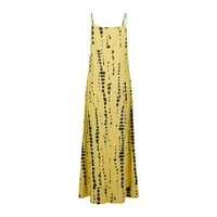 Ljetne haljine za žene Duljina bez rukava Ležerne prilike bez rukava Maxi tiskana zabava V-izrez žuta xxl