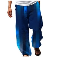 Jyeity Hot Fall Cool Muškarci Ljeto Ležerne prilike modne gradijentni ispis Elastični struk ravne pantalone hlače nove balansne hlače tamno plave veličine