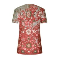 Žene cvjetne vrhove Dressy Casual majica Ljetni kratki rukav V-izrez Tees Slim Fit Tunics Bluza Pulover Dukseri